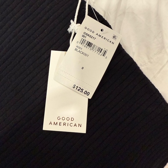 NWT Good American Knit Ribbed Crewneck Sweater Black Sz 0 / XS Oversized - Picture 11 of 11